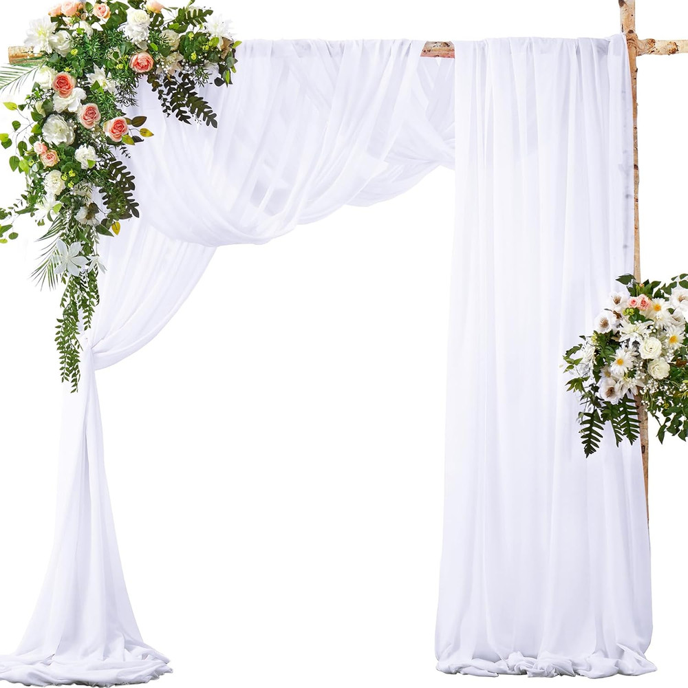 2 Panels Wedding Arch Draping Fabric 30″ X 20Ft 30″W X 240″L (Pack of 2) White