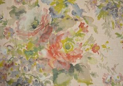 Macbeth Blush Pink Green Blue Floral Print Linen Covington Fabric