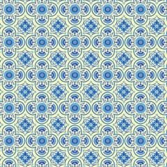 BENARTEX – Capri by Kanvas Studio – Medallion Tiles – Yellow/Blue ,1/4 yard