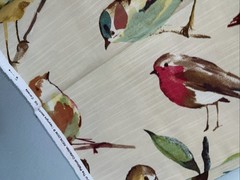 Richloom Bird Fabric 54” X 70” Drapery Upholstery Linen Look Ivory Thick Heavy