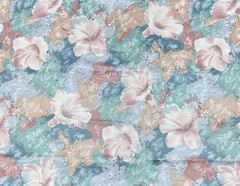 Vtg 80s Stanley King Pink Green Floral Polished Cotton Drapery Fabric BTY #32
