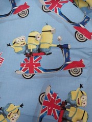 Minion Man8a Motorbike Print United Kingdom Union Flag Fabric 2 yds New Cranston