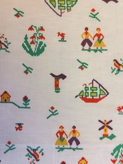 VTG Klopman Mills Dutch Theme Pattern Pale Yellow Back Ground 2.5 yards Fabric