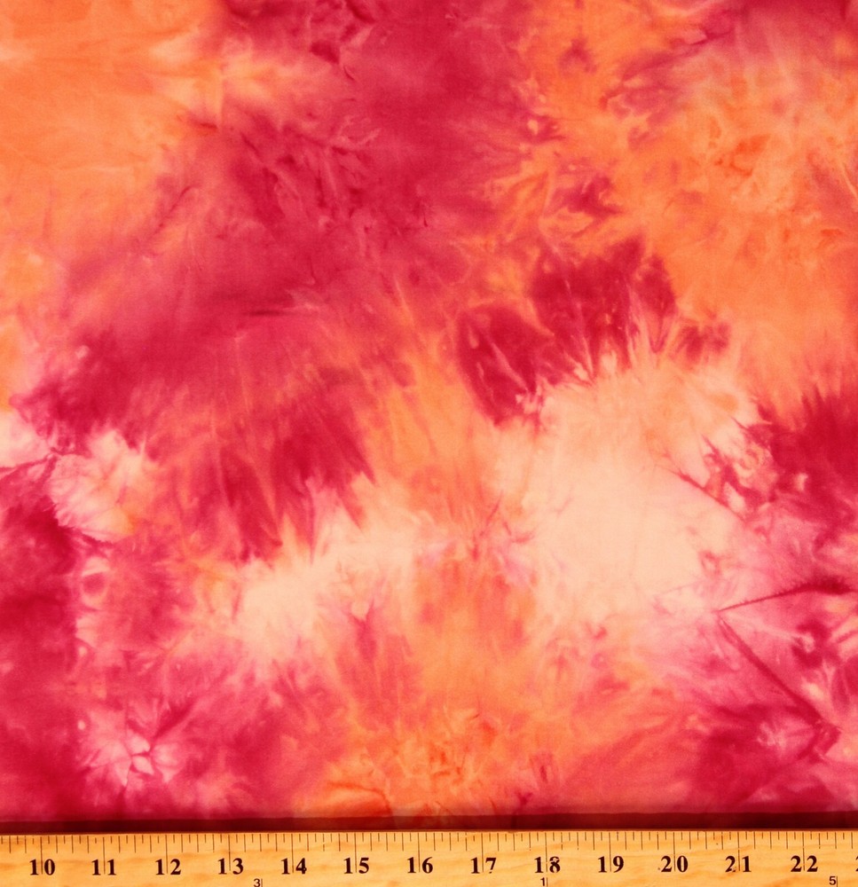 Matte Jersey Brushed Tie-Dye 4-Way Stretch Orange Pink Fabric by Yard D451.20