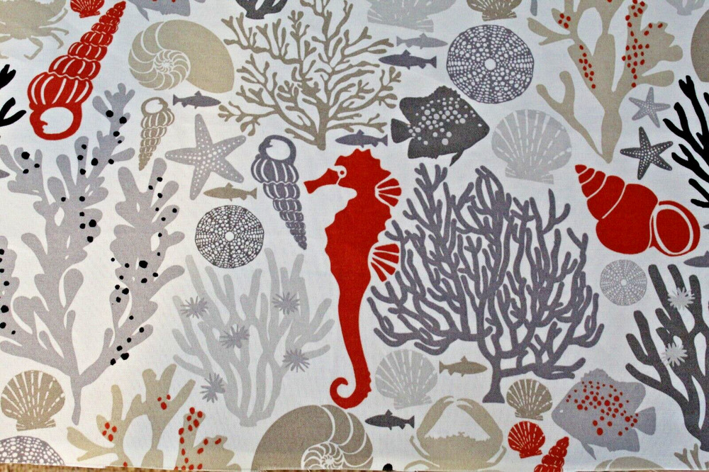 Nautical Sea Horse Shore Design Shells Mill Creek Fabrics 80″ x 54″ Upholstery