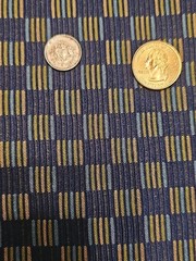 4 Yds Woven Jacquard Upholstery Fabric Checkerboard Blue/Gold Retro Geometric