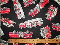 REALISTIC FIRETRUCKS WITH LADDER FIRE TRUCK RED BLACK COTTON FABRIC FQ