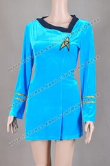 TOS Girls Duty Uniform Blue Dress For Star Trek Cosplay Costume Velvet