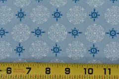 20″ Long x 40″ Wide, Vintage, White & Blue Print on Light-Blue Cotton, P3692
