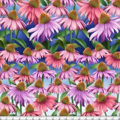 Henry Glass – Blissful Blooms – Echinacea – Blue, Fabric by the Yard