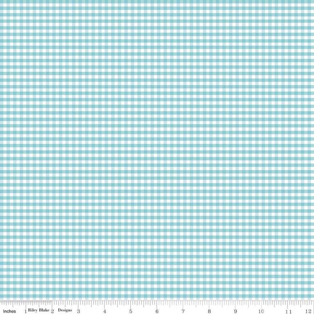 1/4 Yard 9”x42” Riley Blake Small Gingham 1/8″ Check Aqua Cotton Quilt Fabric