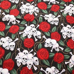 VINTAGE 2001 Alexander Henry Skulls and Roses 1 yd + 2/3yds