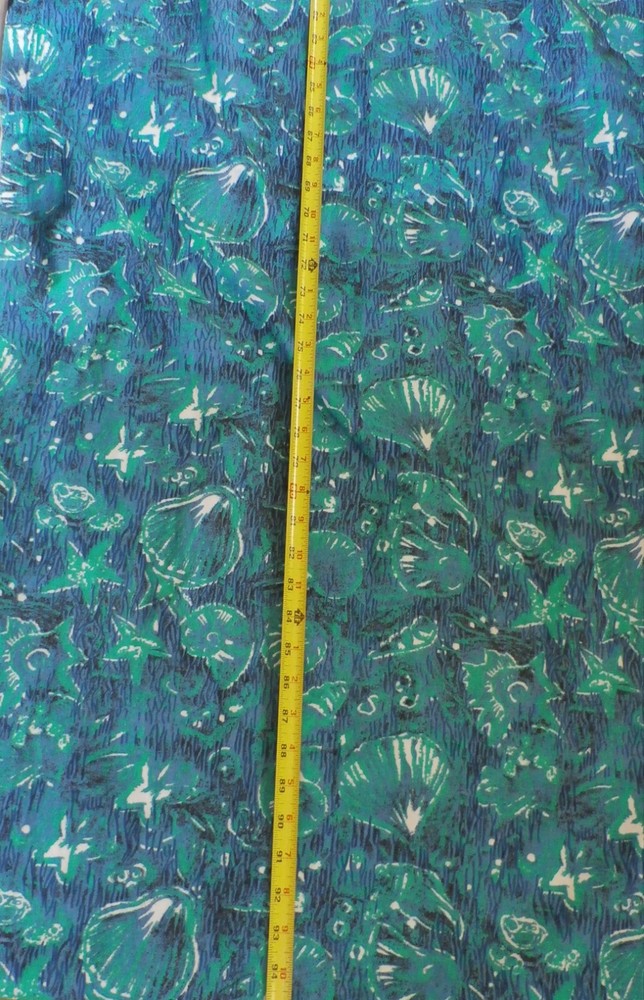 5.25 YARDS Nautical Sea Shell Coral Starfish Fabric Design in Germany Aqua Blue