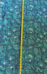 5.25 YARDS Nautical Sea Shell Coral Starfish Fabric Design in Germany Aqua Blue
