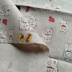 Japanese Cat Fabric Bundle 5pcs 50cm 20″ Kokka Cotton Cute Sushi UFO Daruma
