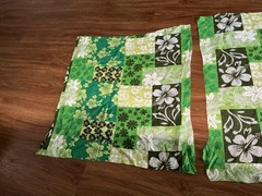 Lot Of 2 Green Hawaiian Hibiscus Flower Cotton Fabric 28” x26” & 25” X27”, New