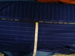 Blue Pinstripe Suiting Fabric Cashmere Wool