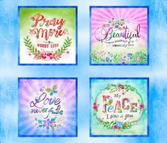Bloom with Grace Religious 3 Wishes Digitally Printed Fabric Panel 1 Yard #16038