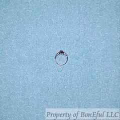 BonEful Fabric FQ Cotton Quilt Aqua Blue Teal White Calico Swirl Scroll Small FL