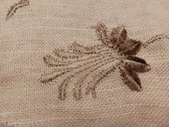 Randolph Alexander Linen Blend Floral Embroidered Fabric Samples Tan Blue Brown