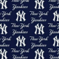 NEW YORK YANKEES COTTON FABRIC FQ 1/4yd 18″x28″ perfect for DIY Mask Lg/Sm logo