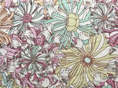 Tana Lawn Liberty London Blue Pink Yellow Mums Floral Pattern Fabric 3 Yards