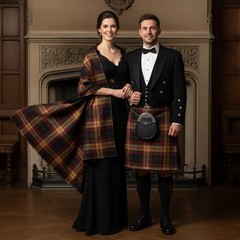 MacMillan Black Modern Tartan Fabric Poly Viscose Wool Free 60″ Wide UK Woven