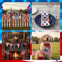 20 Pcs 10×10” Patriotic Quilting Fabric Square Red White Blue Precut Fabric …