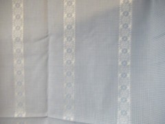 Light Blue and White Gingham W/RIBBON LOOK STRIPE Cotton Fabric VT 1Y12″X43″