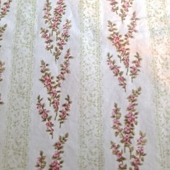 Floral Cotton Fabric French Bistro 36″ X 42″ Michelle Blackhurst Green Stripe