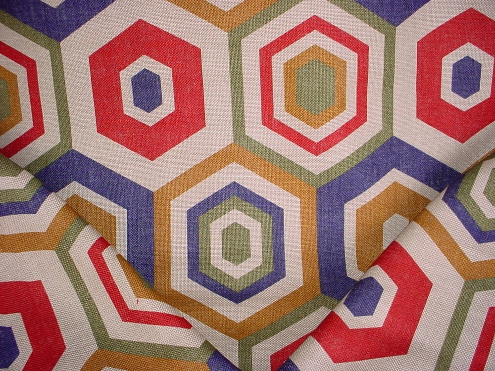 1-1/4Y Lee Jofa Groundworks GWF-2901 Hexagon Tile Linen Print Upholstery Fabric