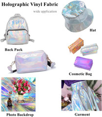 11.8″X53″ Holographic Faux Leather Fabric, Mirror Reflective Vinyl for DIY Hair