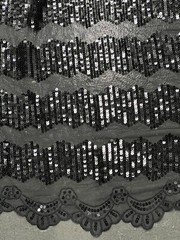 Black sequins Embroidered Lace fabric 50” Width 1 Yard