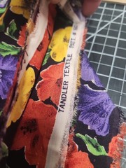 2 Yards UNCUT Vtg Cotton 60 Wide Tandler Textile Pansy Red Purple Yellow 80-90