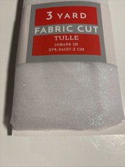 3 Yards White Glitter Tulle 108”x 54” New