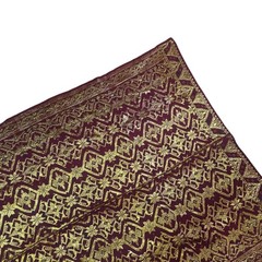 Indonesian Songket Sarong 39×68 Gold Thread Metallic Brocade Maroon