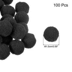 100 x Pom Felt Balls Fabric 1.5cm 15mm Black for Crafts Project DIY