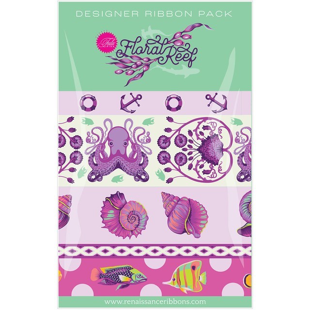 Tula Pink Floral Reef Designer Ribbon Pack ULTRAVIOLET