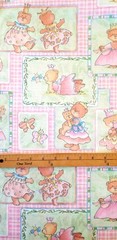 BTY DANCING TEDDY BEAR PRINCESSES PASTELS New Cotton Fabric