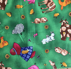 Vtg Sunbonnet Sue Suzie Q on Farm Fabri-Quilt by the yard Cotton Fabric 44″ w