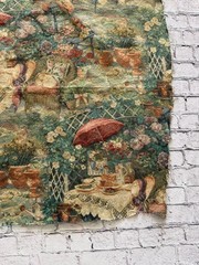 Vintage Romantic Scene French Country Tapestry Woven 26”x 38” Upholstery 2 Piece