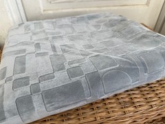 Vintage 70’s Grey Velvet Upholstery Fabric Modern Geometric Print 3+ yards x 58″