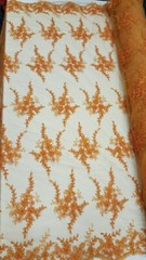 Orange Floral Flower Beaded Lace Fabric By The Yard Bridal Evening Dress Fashion