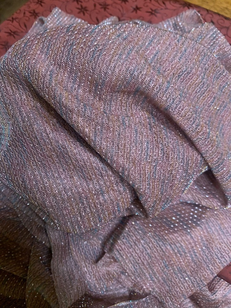Remnant – Vintage semi sheer Sparkling Pink Gray W/ Silver Lurex Knit fabric