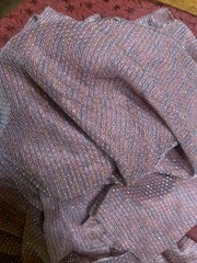 Remnant – Vintage semi sheer Sparkling Pink Gray W/ Silver Lurex Knit fabric