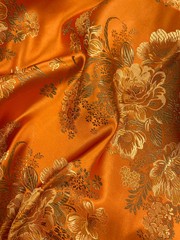 Anais ORANGE Floral Brocade Chinese Satin Fabric for Cheongsam/Qipao, Apparel,