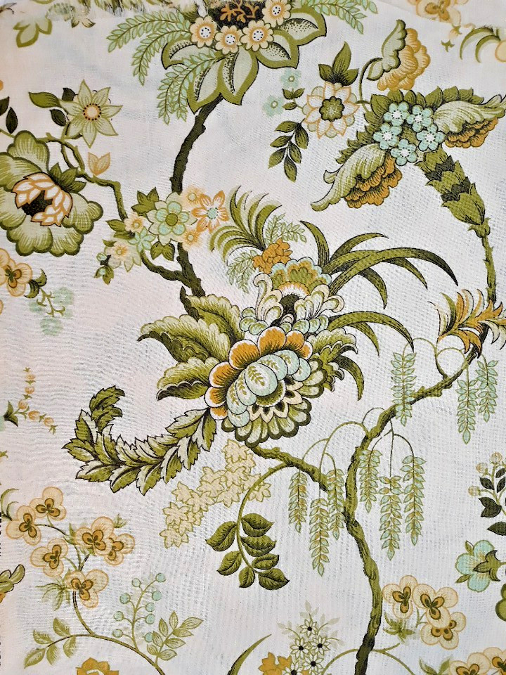 5 YDS 5th Avenue Designs Home Decor Fabric Yellow Jacobean Floral Glazed Cotton
