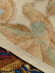 Vtg Mid Century Upholstery Fabric JCPenney Bird Floral Blue Batik Twill BTY NEW