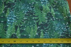 By 1/2 Yd, Green Trees White Snow on Green & Silver Sparkles Quilt Cotton, B1315
