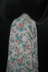 Rayon Stretch Jersey Knit Fabric Beautiful Floral Cream/Teal Multi color 9 oz